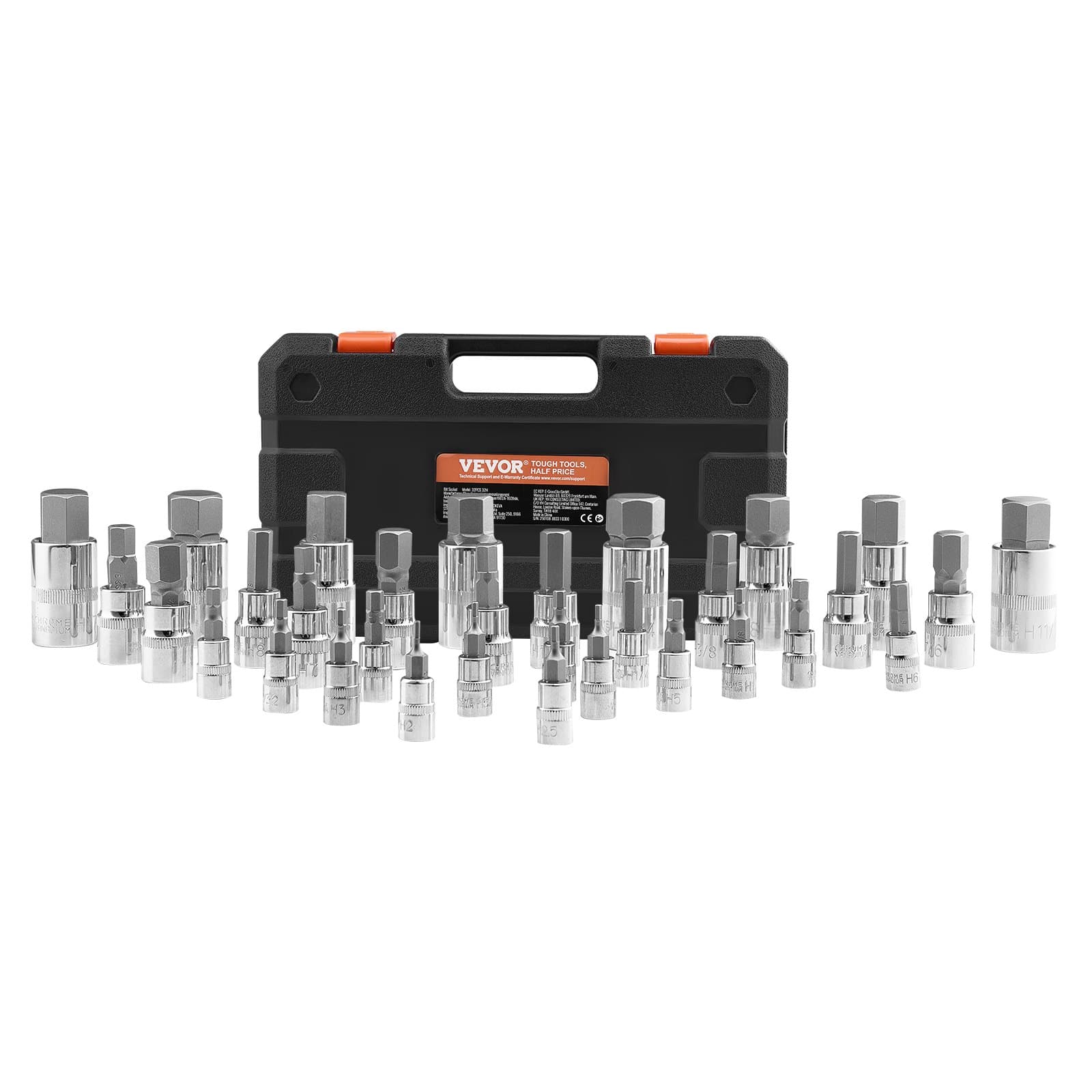 VEVOR 32-Piece Hex Bit Socket Set, S2 & Cr-V Steel, Metric & SAE, 6.35/9.5/12.7mm Drives, with Storage Case for Auto Repair - Pilt 9