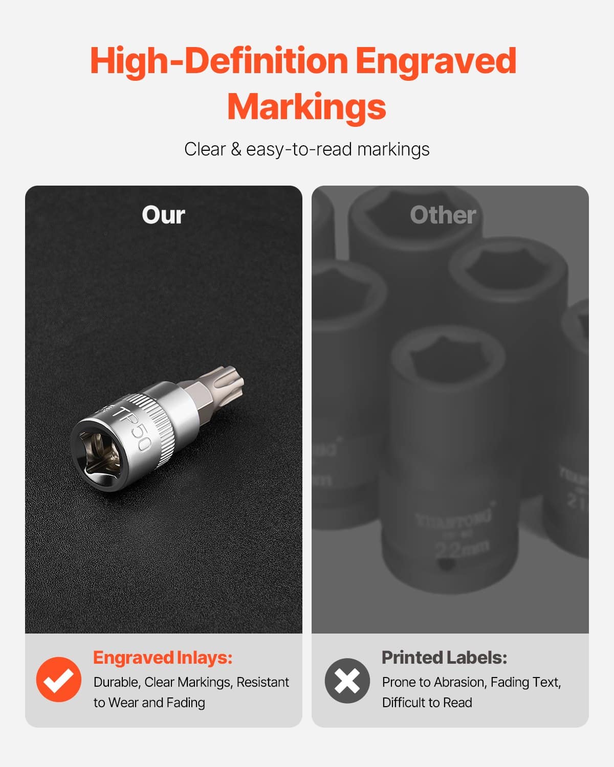 VEVOR 13-Piece Torx Bit Socket Set T8–T60, S2 & Cr-V Steel, 6.35/9.5/12.7 mm Drives, Rustproof with Case for Mechanics & Auto Repair — attēls 6