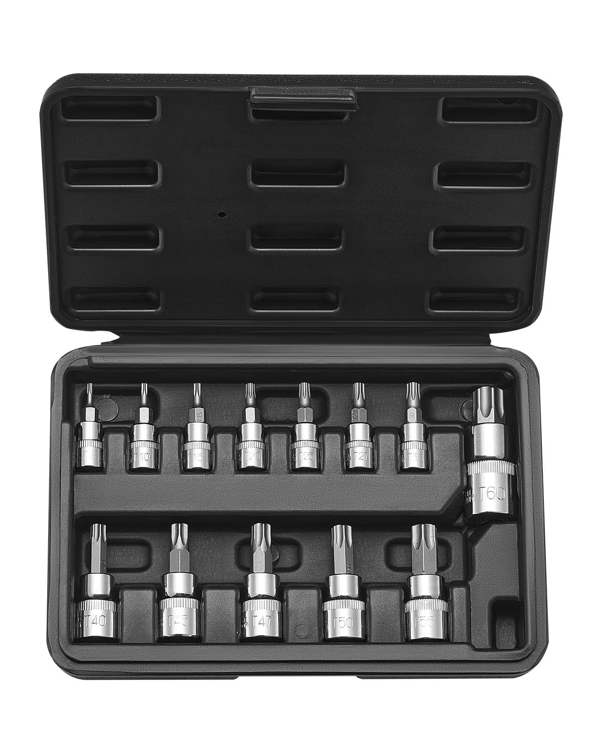 VEVOR 13-Piece Torx Bit Socket Set T8–T60, S2 & Cr-V Steel, 6.35/9.5/12.7 mm Drives, Rustproof with Case for Mechanics & Auto Repair