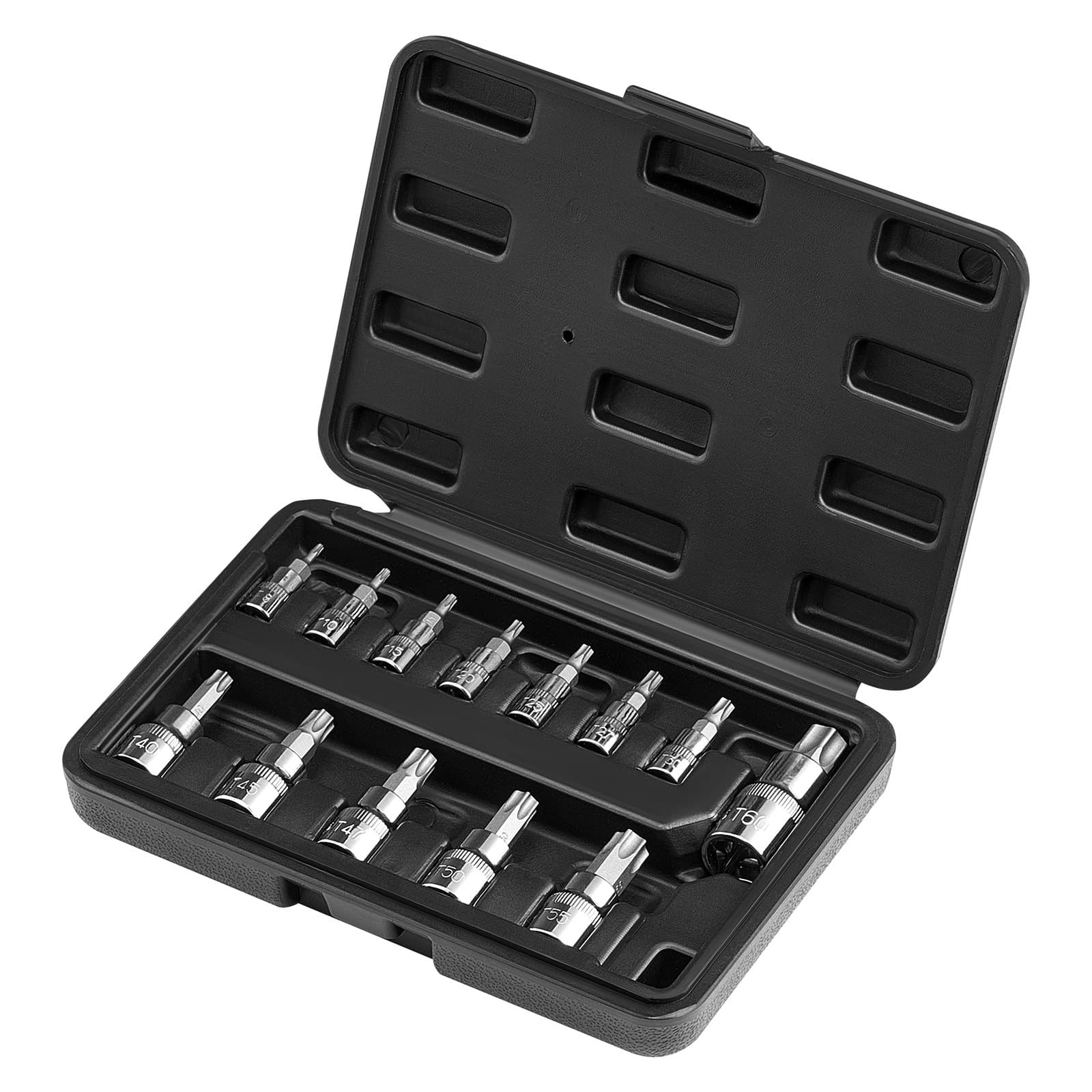 VEVOR 13-Piece Torx Bit Socket Set T8–T60, S2 & Cr-V Steel, 6.35/9.5/12.7 mm Drives, Rustproof with Case for Mechanics & Auto Repair — attēls 11