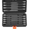 VEVOR 18-Piece Extra Long Hex Bit Socket Set, 3/8in Drive, S2 & Cr-V Steel, SAE & Metric (3-12mm), with Storage Case