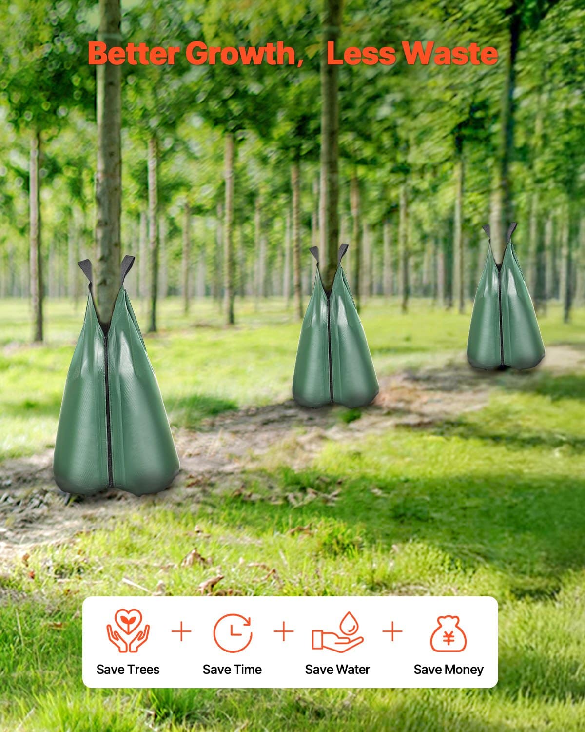 VEVOR 75.7L Tree Watering Bags, 3-Pack Slow Release Irrigation for New Trees, Refillable PVC Drip System with Zipper - Image 5