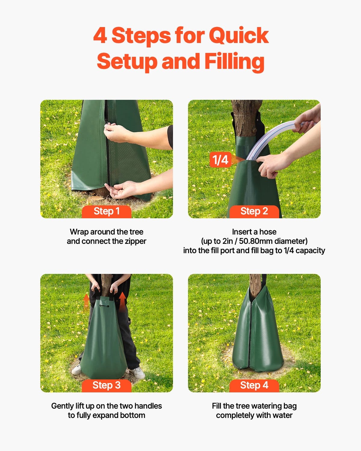 VEVOR 75.7L Tree Watering Bags, 3-Pack Slow Release Irrigation for New Trees, Refillable PVC Drip System with Zipper - Image 6