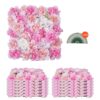 VEVOR 3D Flower Wall Panels 38x38cm, Set of 12, Pink Artificial Floral Backdrop with Mesh Backing for Wedding & Home Decor