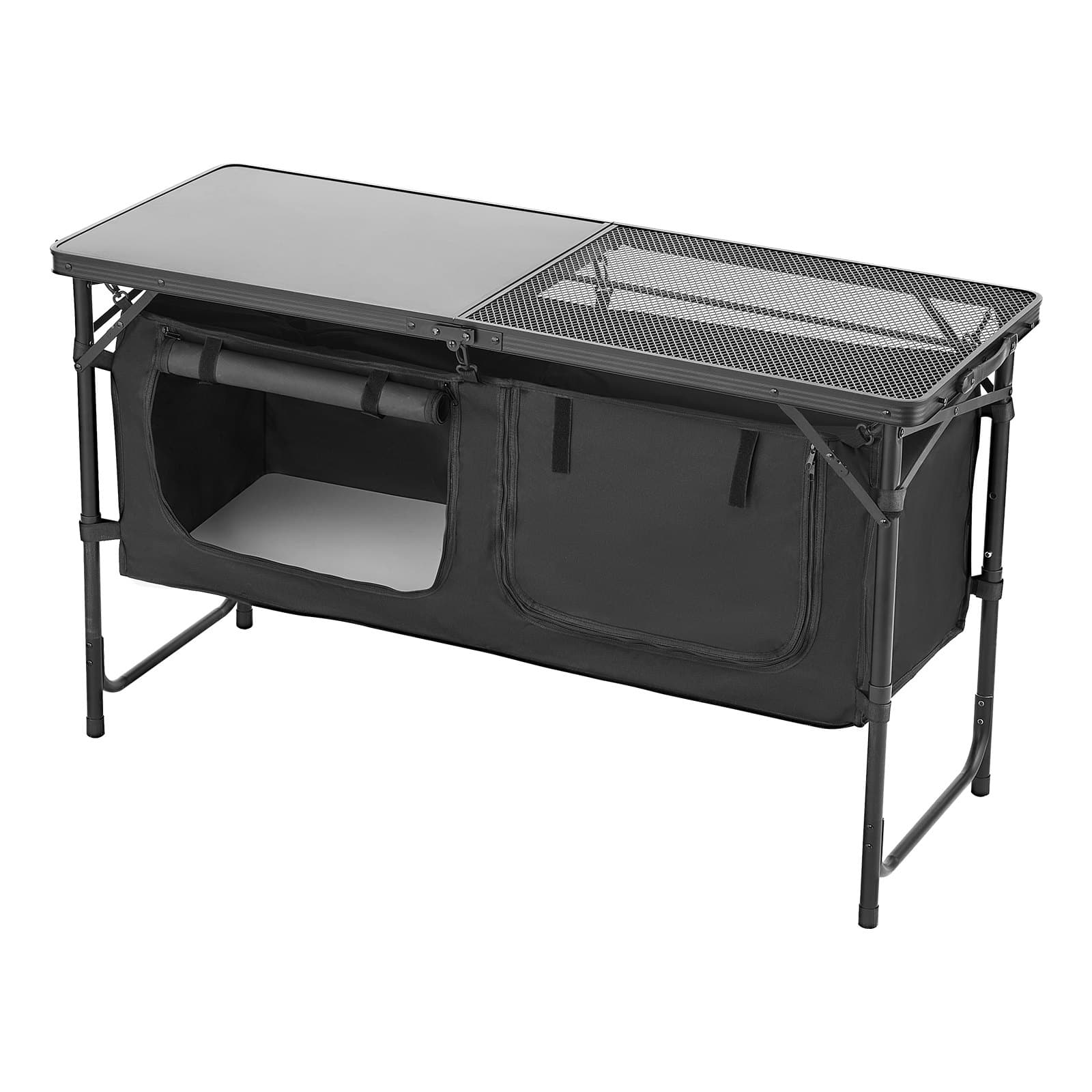 VEVOR Folding Camping Kitchen Table with Storage, 3 Height Levels (56/64/71 cm), Lightweight Aluminum Portable Cook Station for BBQ, RV, Picnic — изображение 11
