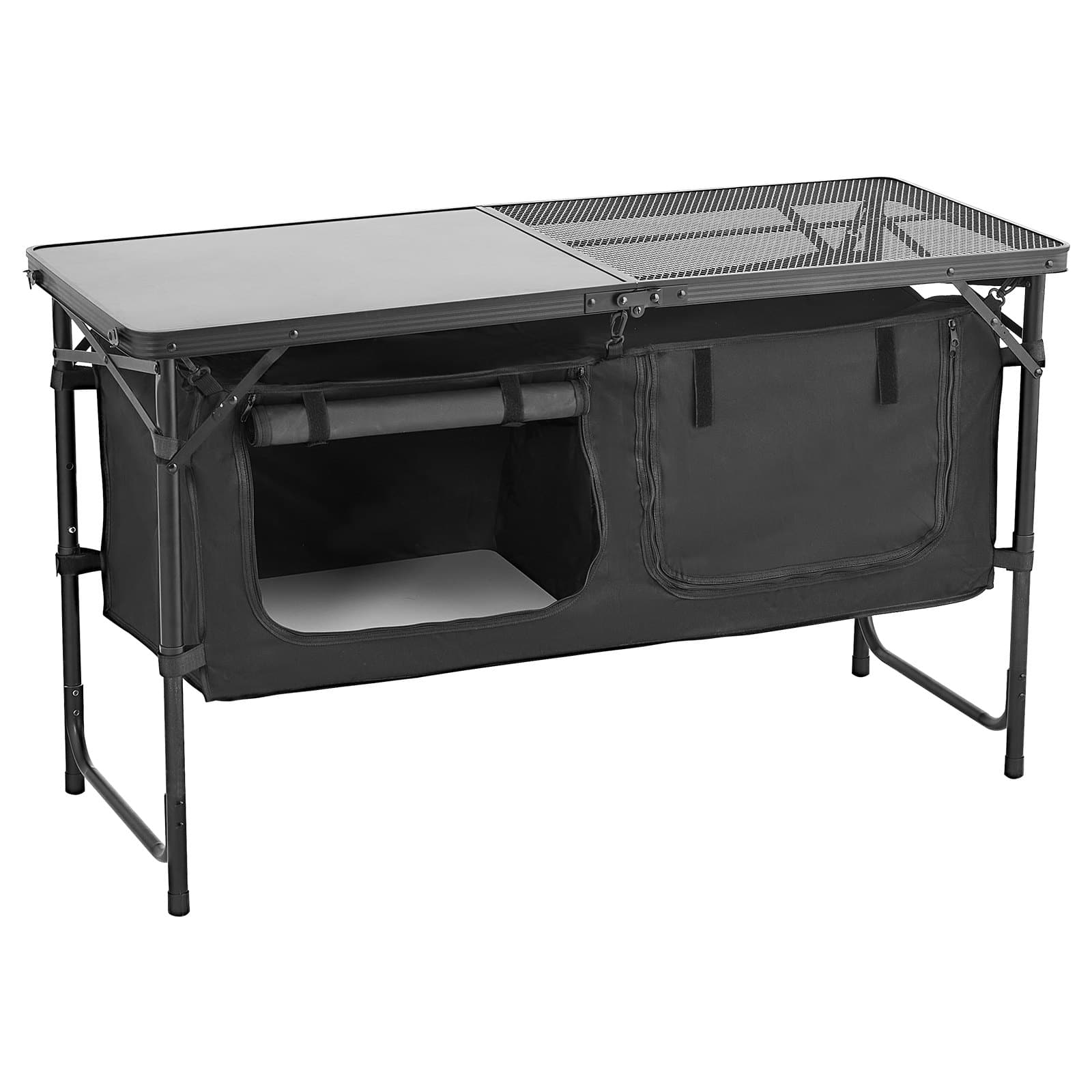 VEVOR Folding Camping Kitchen Table with Storage, 3 Height Levels (56/64/71 cm), Lightweight Aluminum Portable Cook Station for BBQ, RV, Picnic — изображение 12
