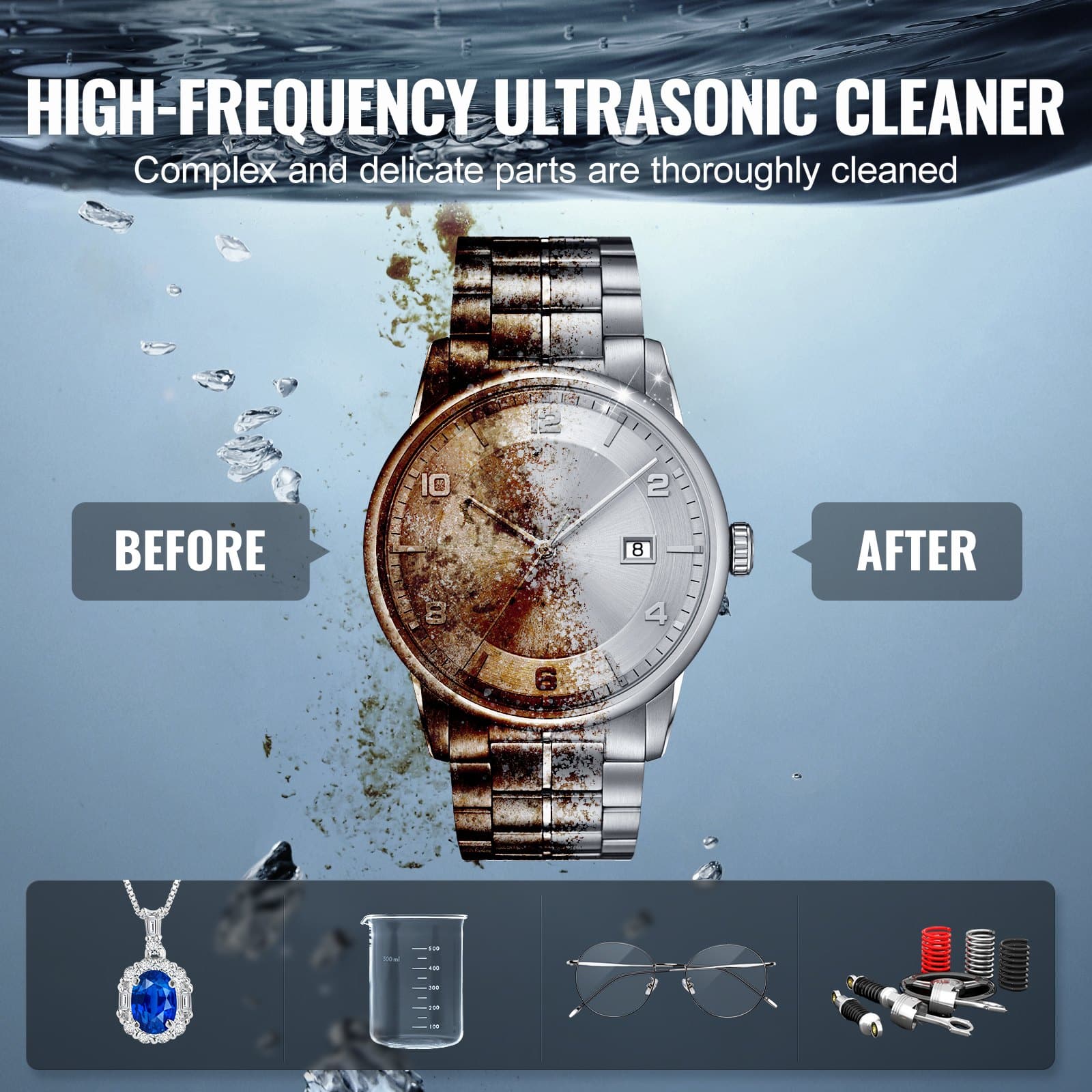VEVOR 15L Ultrasonic Cleaner 360W, 40kHz Industrial Sonic Cleaning Machine with Heater, Timer & Degas Mode for Tools & Jewelry - Зображення 6