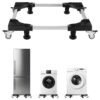 VEVOR Adjustable Fridge & Washer Stand, 500 kg Load, Mobile Base with 8 Locking Wheels & Brakes, 70–90 cm Dolly for Appliances