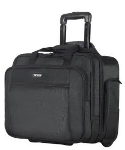 VEVOR 43.9 cm Wheeled Laptop Bag for 17.3" Laptops – Black Rolling Briefcase for Men & Women, Business Travel, Water-Resistant