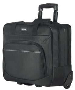 VEVOR 15.6" (39.6cm) Wheeled Laptop Bag for Men & Women – Black Rolling Computer Briefcase with Telescopic Handle