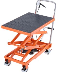 VEVOR Manual Hydraulic Lift Table Cart, 227 kg Capacity, 120 cm Max Height, Double Scissor, Non-Slip Pad, 4 Wheels