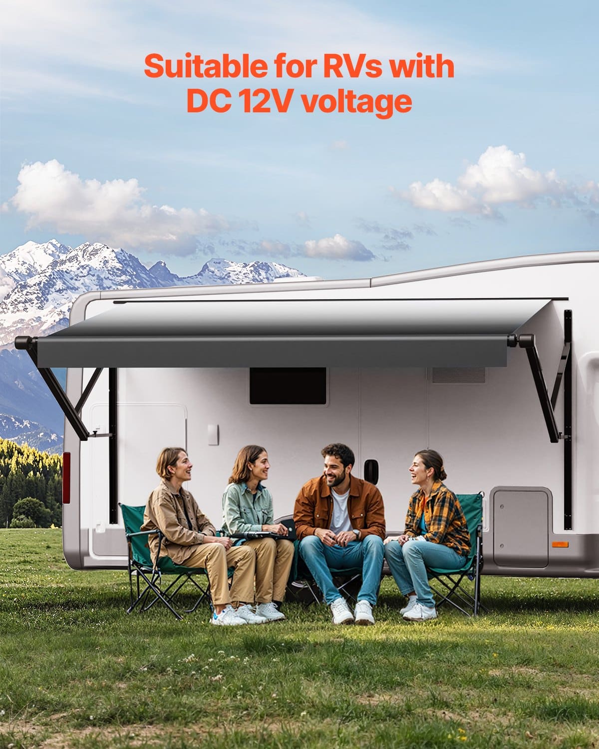 VEVOR Electric RV Awning Kit 3x2.4m, Retractable Waterproof Sunshade with Aluminum Frame, for Most RVs, Black Fade - Image 6