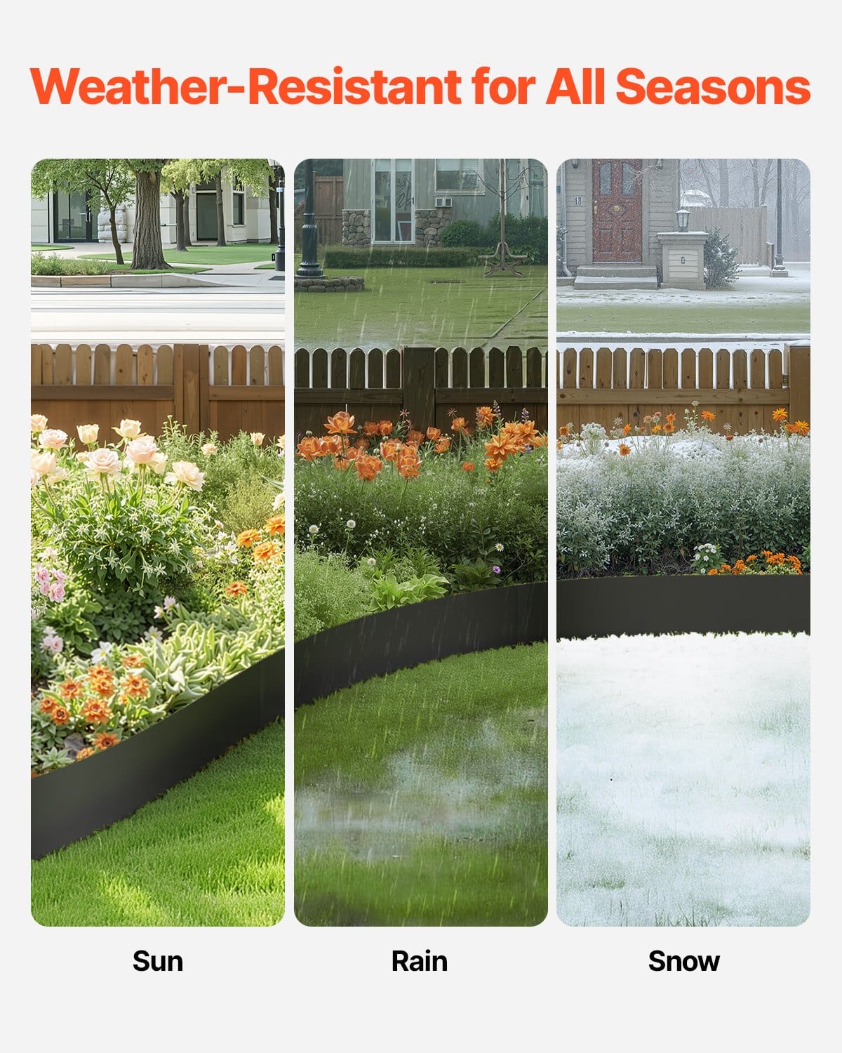 VEVOR Steel Garden Edging 4-Pack, 101x30cm Rust-Resistant Bendable Metal Lawn Border, Easy Install Landscape Divider, Black - Pilt 3