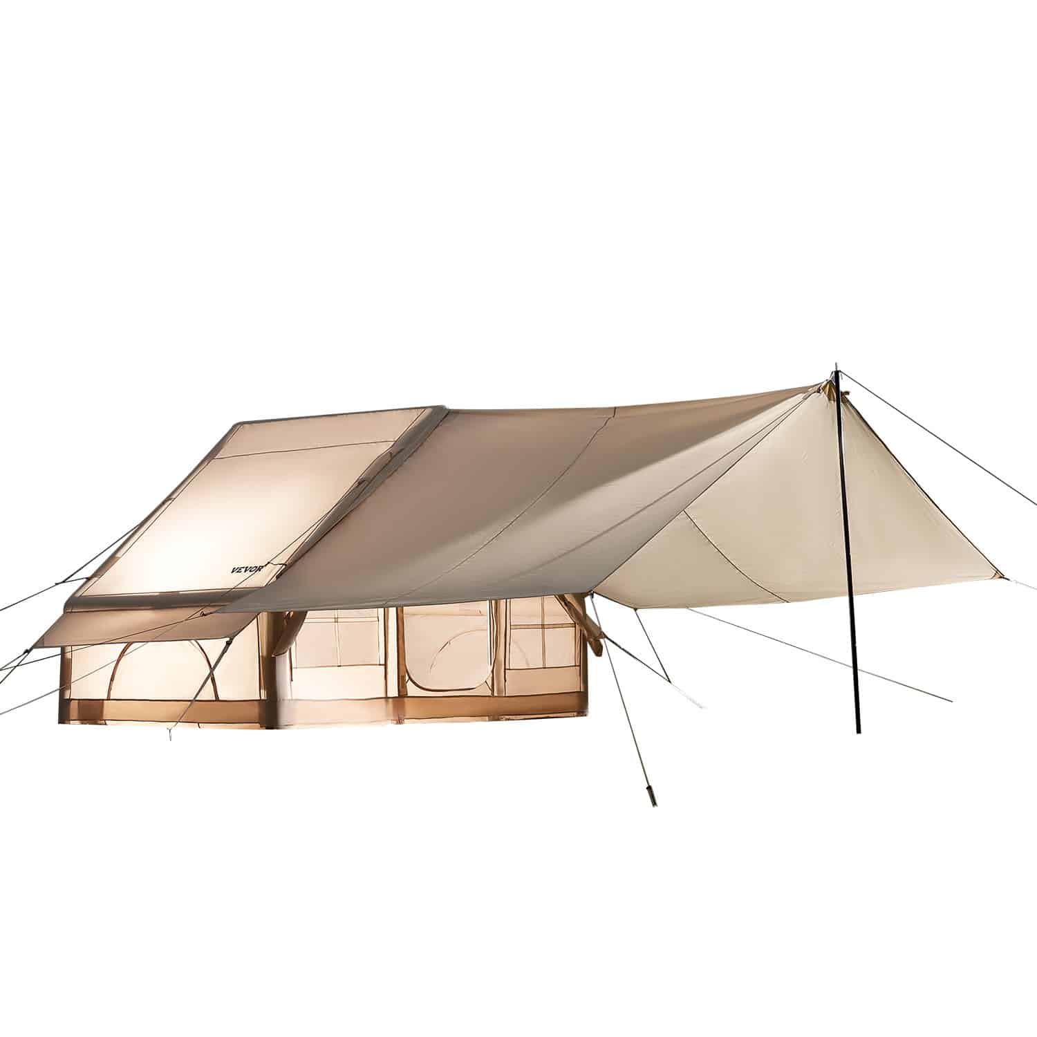 VEVOR Inflatable 4-Season Camping Tent for 3-5 People with Pump, Canopy, Stove Jack, 300D Oxford, 2 Doors, Mesh Windows - Image 12
