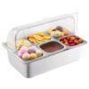 VEVOR Stainless Steel 6-Pan Buffet Server with Clear Lid & Freezer Boxes, Food Display Tray for Restaurant or Party Use