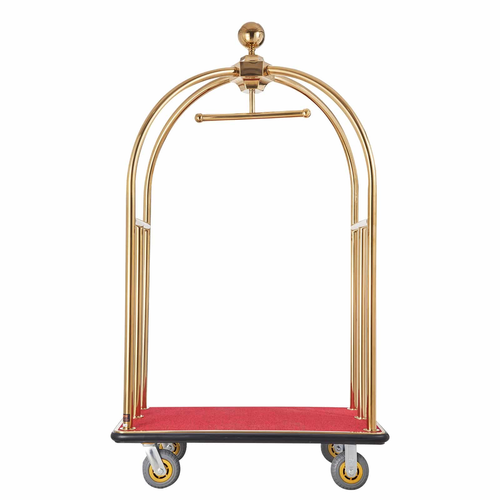VEVOR Stainless Steel Hotel Luggage Cart, 500 kg Load, Red Carpet Base, Silent Wheels, for Hotels, Resorts, Condos – Paveikslėlis 10