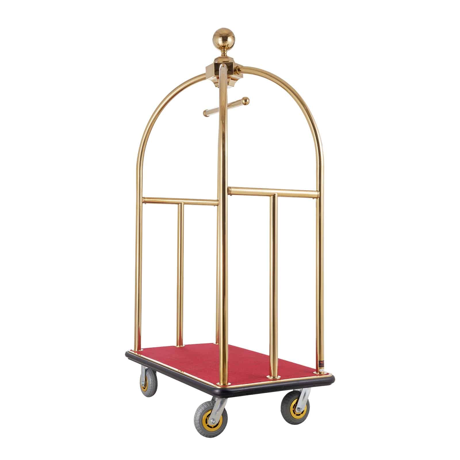 VEVOR Stainless Steel Hotel Luggage Cart, 500 kg Load, Red Carpet Base, Silent Wheels, for Hotels, Resorts, Condos – Paveikslėlis 12