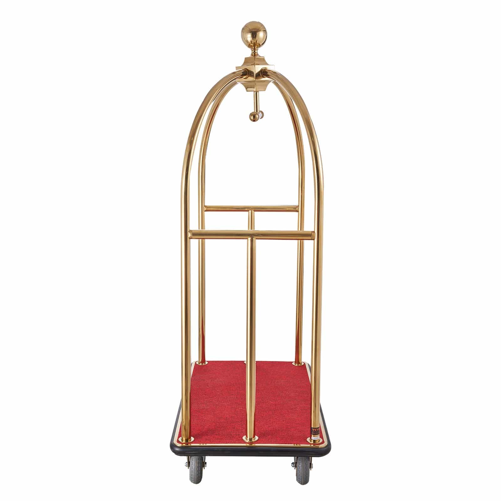 VEVOR Stainless Steel Hotel Luggage Cart, 500 kg Load, Red Carpet Base, Silent Wheels, for Hotels, Resorts, Condos – Paveikslėlis 9