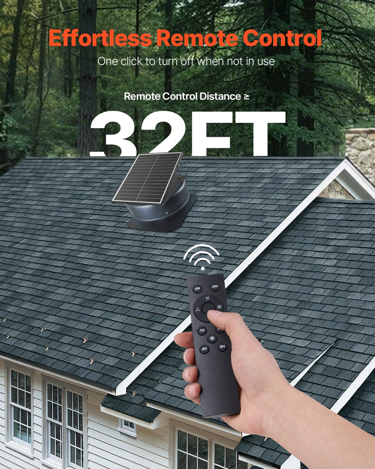 VEVOR 42W Smart Solar Attic Roof Fan with Thermostat, Remote, 4759 m³/h Airflow, Brushless DC Motor for Cooling & Ventilation — изображение 5