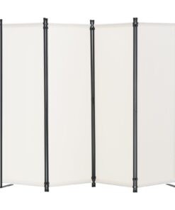 VEVOR 4-Panel Folding Room Divider, Privacy Screen with Waterproof Fabric & Steel Frame, White, 228x45x172.5 cm