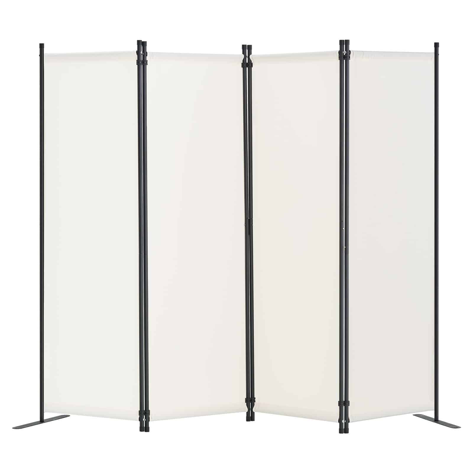 4-панельный складной делитель VEVOR, экран конфиденциальности с водонепроницаемой тканевой и стальной рамой, белый, 228x45x172,5 см