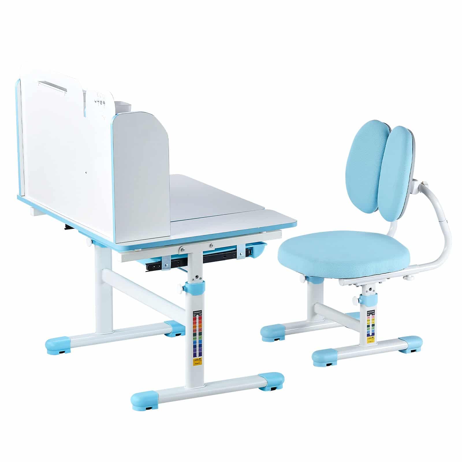 VEVOR Adjustable Kids Study Desk & Chair Set with Bookshelf, Storage Drawer, Ergonomic Design, Blue – Paveikslėlis 10