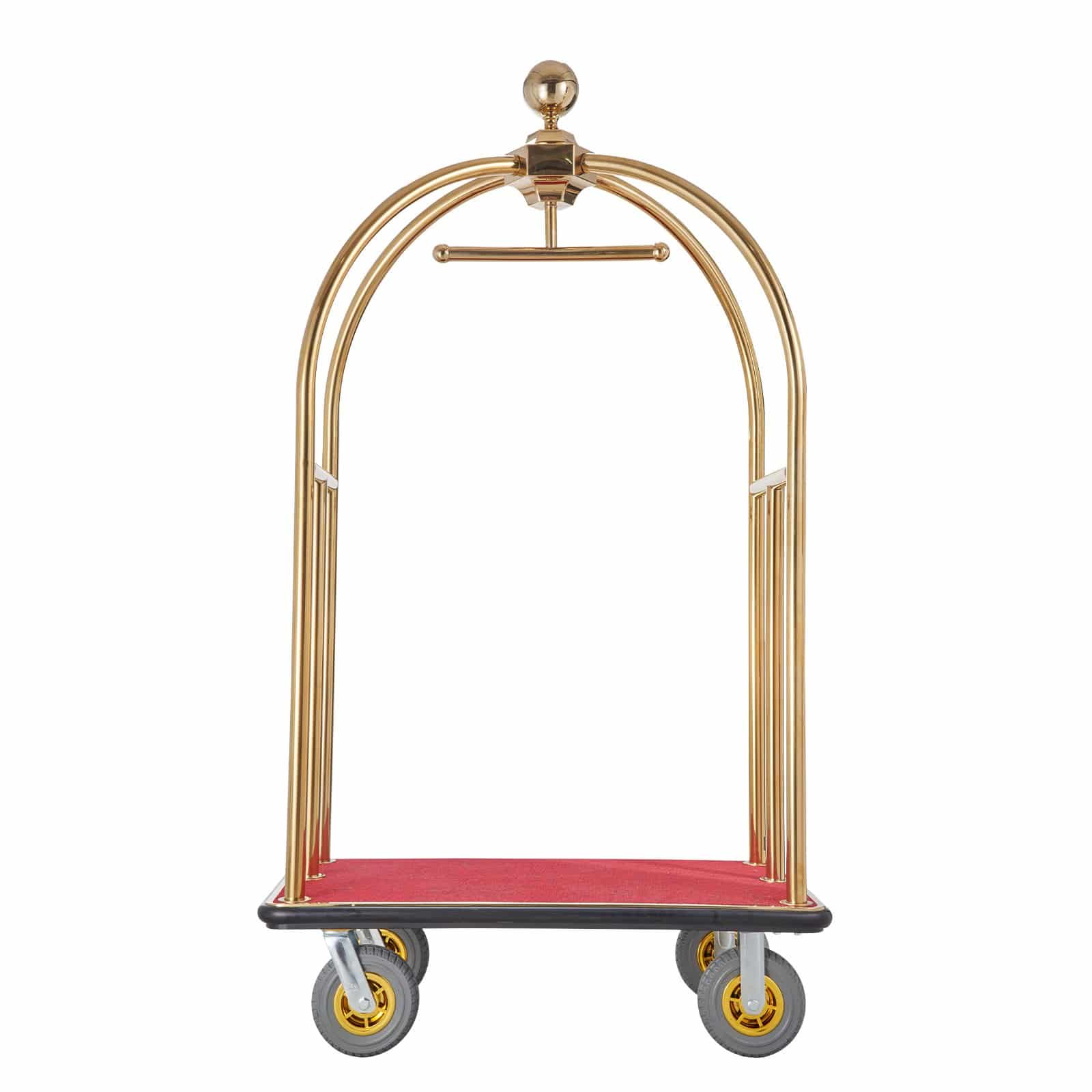 VEVOR Hotel Luggage Cart, 680 kg Capacity, Stainless Steel Bellman Trolley with Red Carpet, 20 cm Rubber Wheels – Paveikslėlis 10