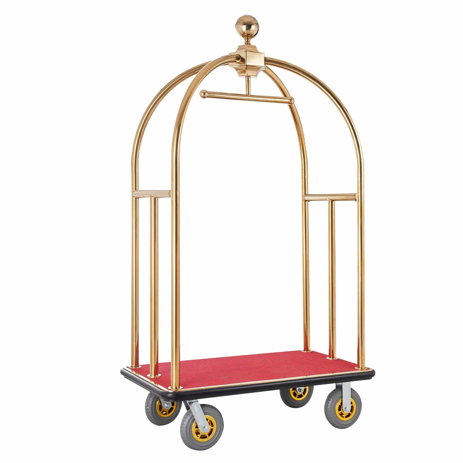 VEVOR Hotel Luggage Cart, 680 kg Capacity, Stainless Steel Bellman Trolley with Red Carpet, 20 cm Rubber Wheels – Paveikslėlis 11