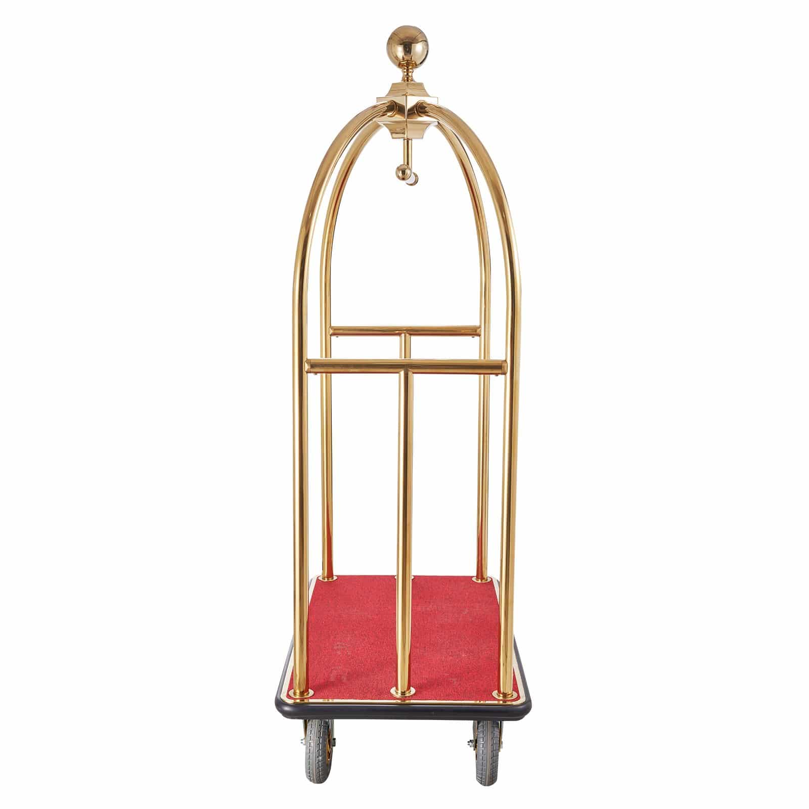 VEVOR Hotel Luggage Cart, 680 kg Capacity, Stainless Steel Bellman Trolley with Red Carpet, 20 cm Rubber Wheels – Paveikslėlis 9