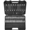 VEVOR 107-Piece Bit Socket Set, SAE & Metric, Hex/Torx/E-Torx/Tamper-Proof, S2 & Cr-V Steel, 6.35/9.5/12.7 mm Drives, Case Included