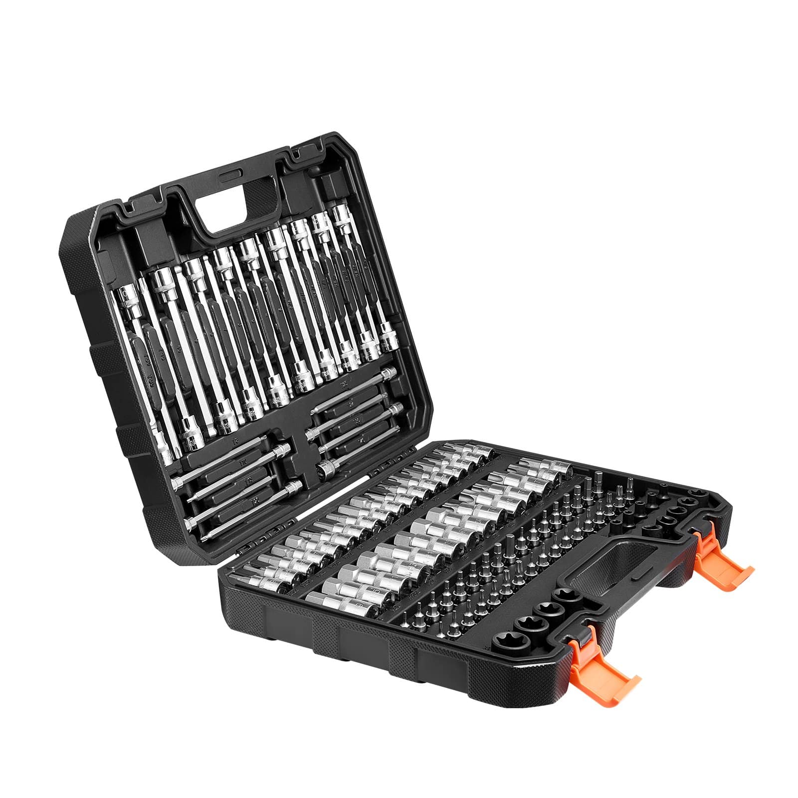VEVOR 107-Piece Bit Socket Set, SAE & Metric, Hex/Torx/E-Torx/Tamper-Proof, S2 & Cr-V Steel, 6.35/9.5/12.7 mm Drives, Case Included - Image 10