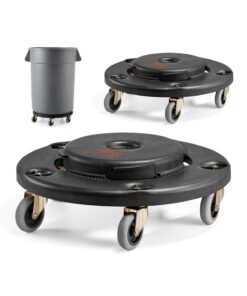 VEVOR Heavy-Duty Trash Can Dolly 2-Pack, Fits 75–210L Bins, 4 Lockable Wheels, 227kg Capacity, Rolling Cart for Home & Commercial Use