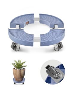 VEVOR регулируемая тележка для мусорного бака с 4 блокируемыми колесами, нагрузка 200кг, круглая база 38–58см, синяя