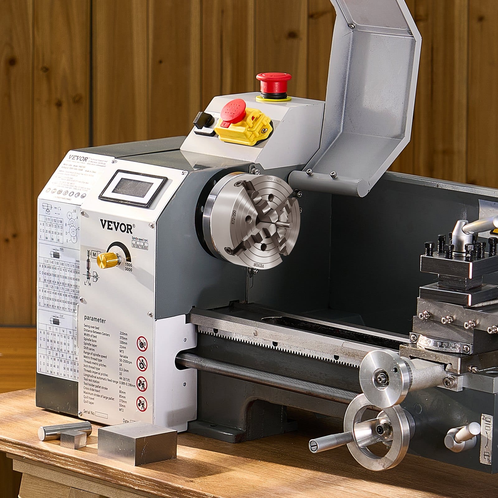 VEVOR 250 mm 4-Jaw Self-Centering Lathe Chuck with T-Key, 15–250 mm Clamping Range, HT300 Cast Iron for Wood & Metal – Paveikslėlis 8