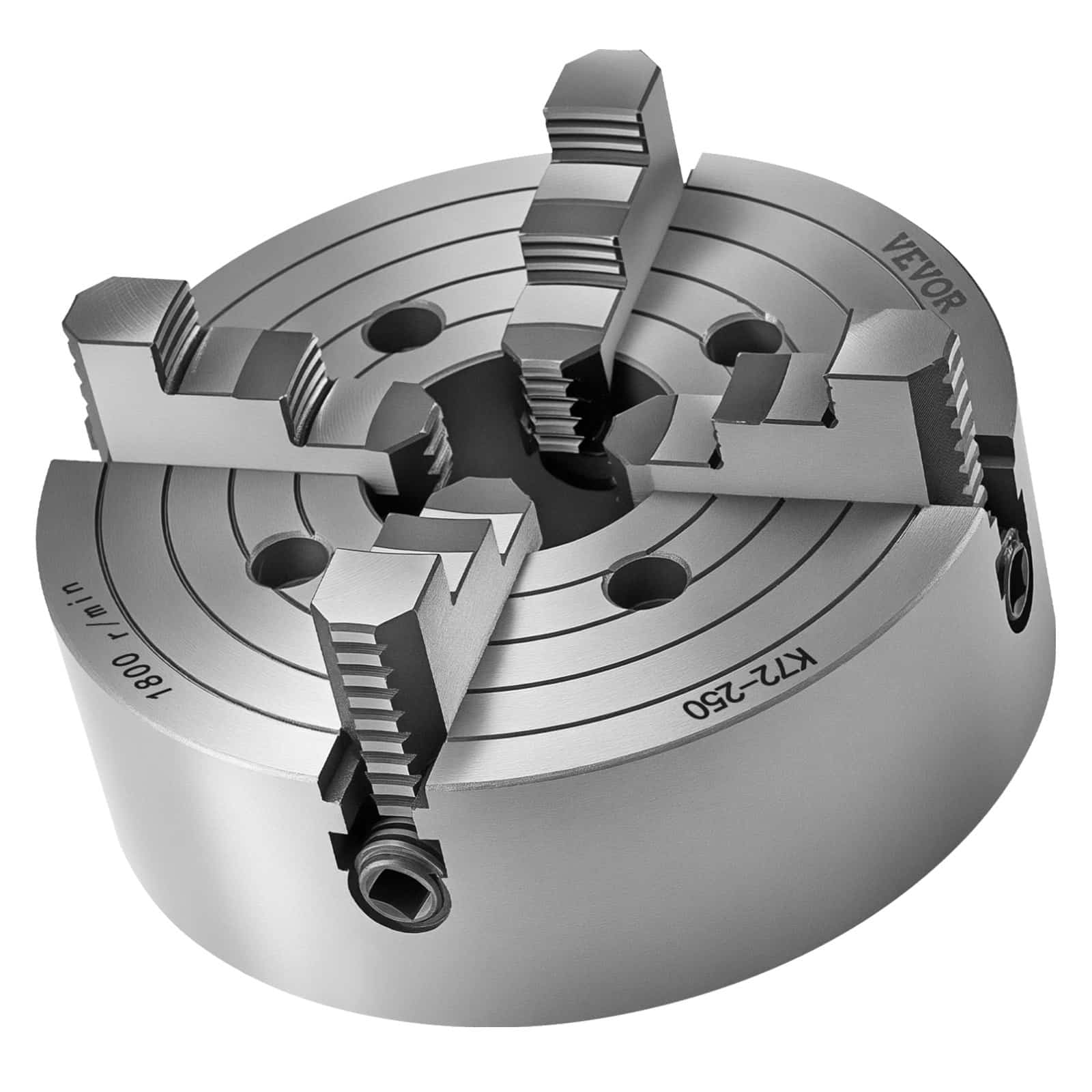 VEVOR 250 mm 4-Jaw Self-Centering Lathe Chuck with T-Key, 15–250 mm Clamping Range, HT300 Cast Iron for Wood & Metal – Paveikslėlis 11