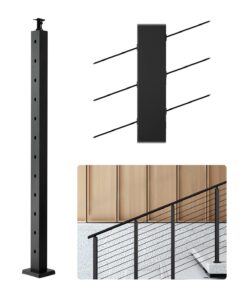 VEVOR 106,7x2,5x5 см Черная кабельная стойка из нержавеющей стали с угловыми отверстиями и кронштейнами под углом 30° для лестницы, 1 упаковка