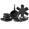 VEVOR 17-Piece Nonstick Granite Cookware Set with Detachable Handles, Induction & Oven Safe, Space-Saving Design, Black