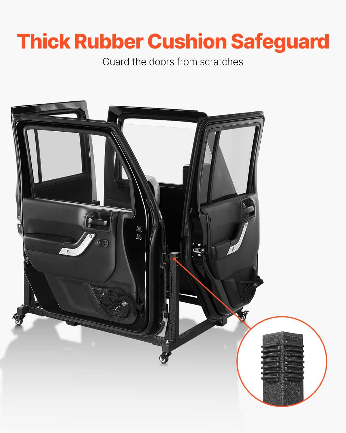 VEVOR Jeep Door Storage Cart for 4 Doors, Steel Rack with Rubber Cushion & Brake Casters for Wrangler JK JL/Gladiator JT 2007–2023 — изображение 4