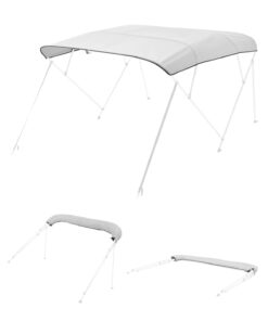 VEVOR 4 loku Bimini aizvietojošā nojume, 600D ūdensizturīgs poliesters, 244x246-262cm, UV aizsardzība, gaiši pelēka, bez rāmja
