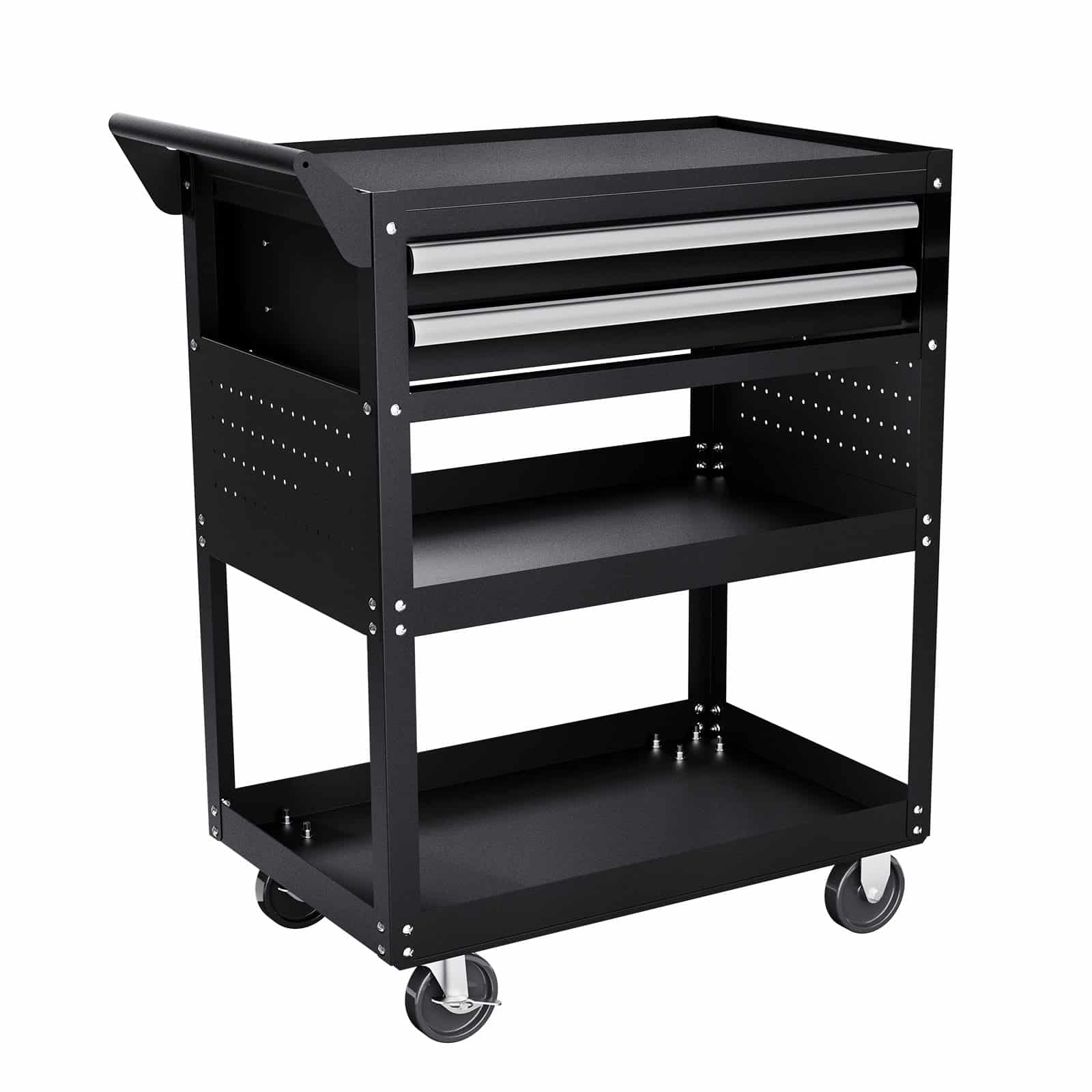 VEVOR 5-Tier Rolling Tool Cart with Lockable Drawers, Pegboard & 180 kg Capacity for Garage & Workshop, Black — Attēls 11