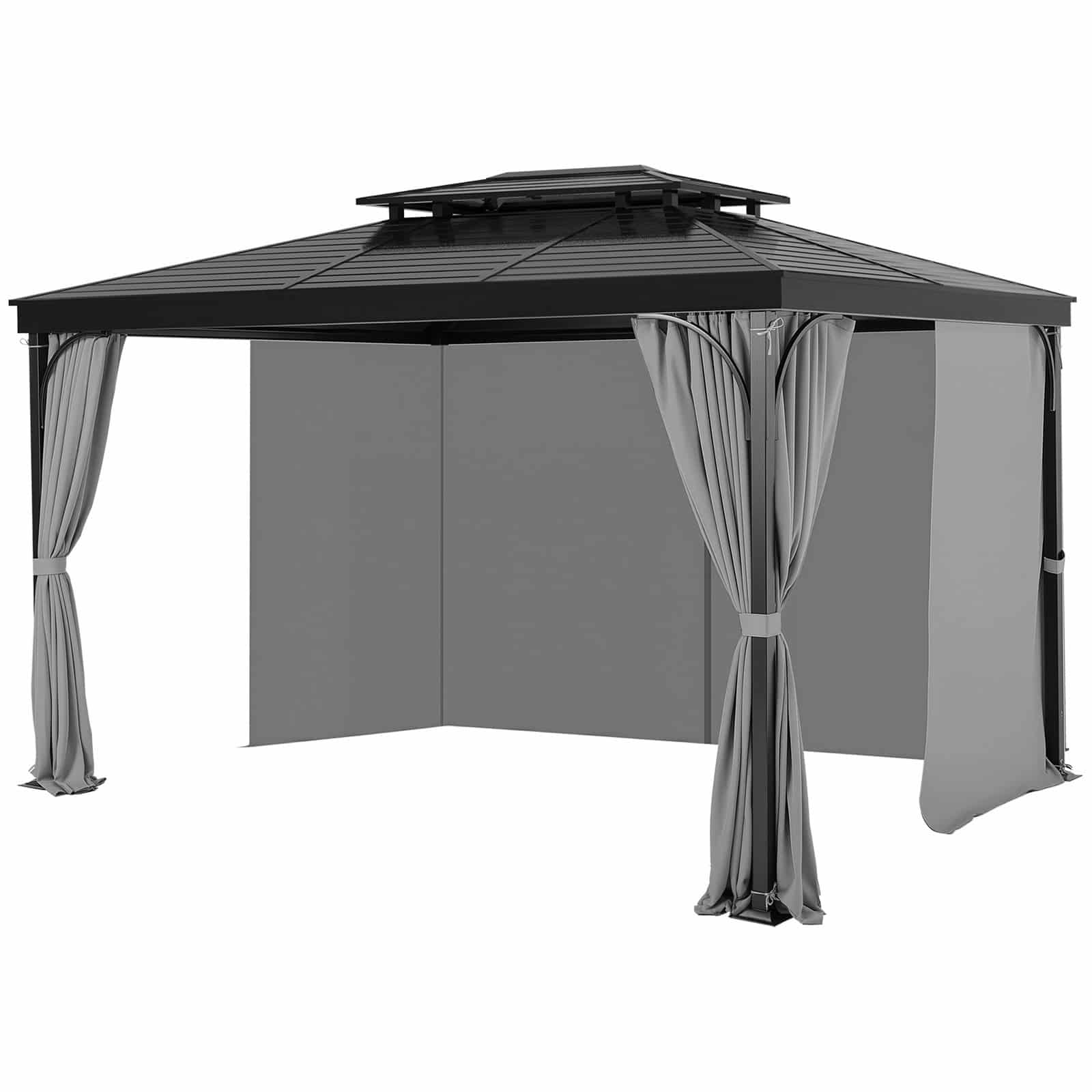 VEVOR Outdoor Gazebo Privacy Curtains, 4 Panels with Zippers, Fits 3x3x2.1m Gazebos, Waterproof Polyester, Gray