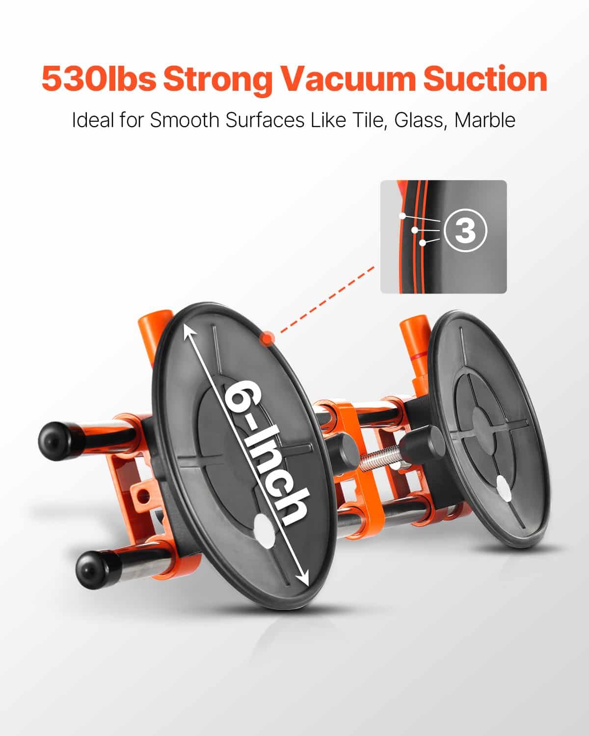 VEVOR Seamless Seam Setter 2-Pack with 15cm Suction Cups & Tool Bag – Tile, Stone, Marble Slab Joiner for Countertop Installation - Pilt 2