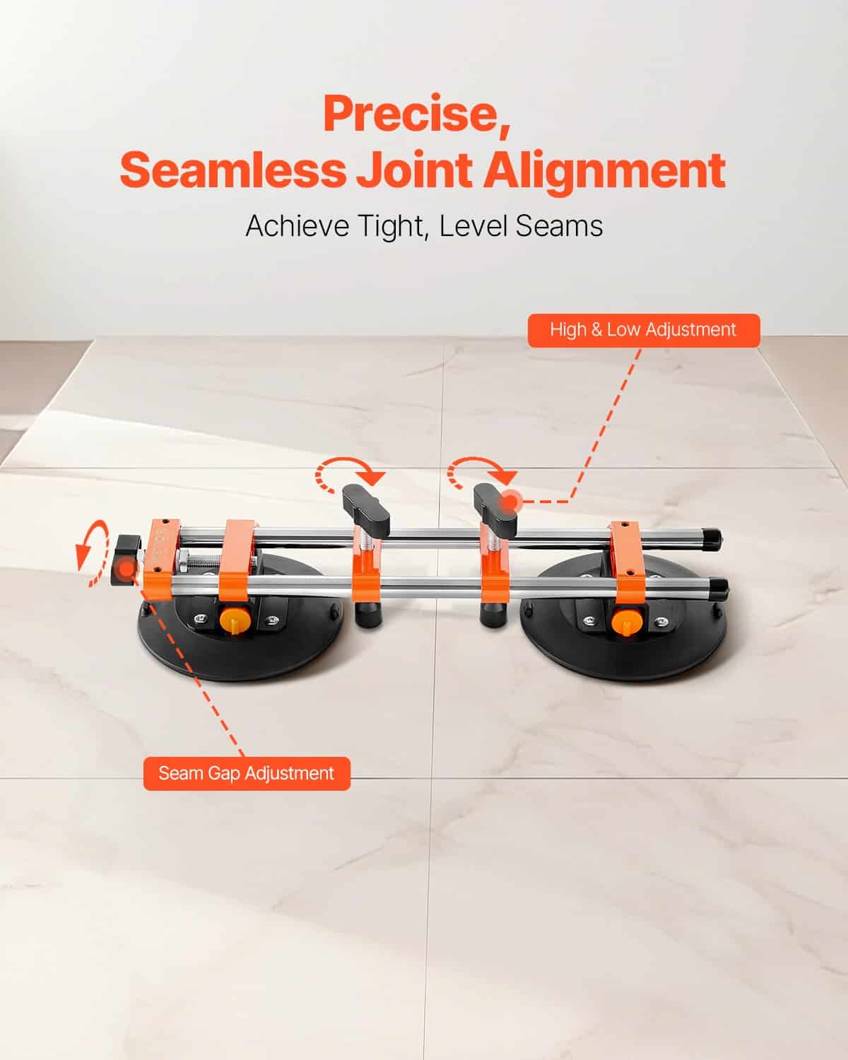 VEVOR Seamless Seam Setter 2-Pack with 15cm Suction Cups & Tool Bag – Tile, Stone, Marble Slab Joiner for Countertop Installation - Pilt 3