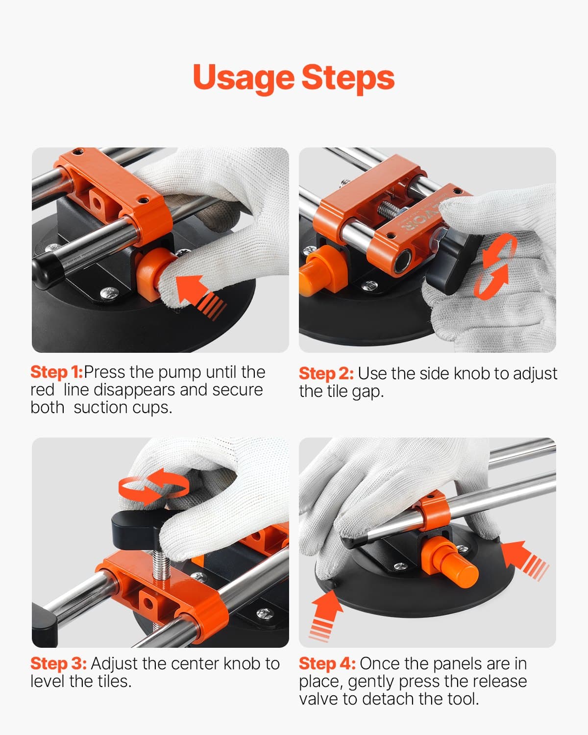 VEVOR Seamless Seam Setter 2-Pack with 15cm Suction Cups & Tool Bag – Tile, Stone, Marble Slab Joiner for Countertop Installation - Pilt 5