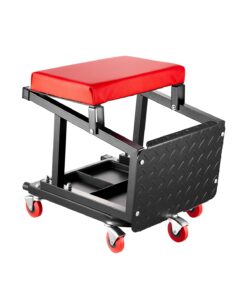 VEVOR 2-in-1 Mechanic Creeper Stool & Step Stool with Wheels, 136 kg Capacity, Tool Tray, 360° Swivel, for Garage & Workshop, Black
