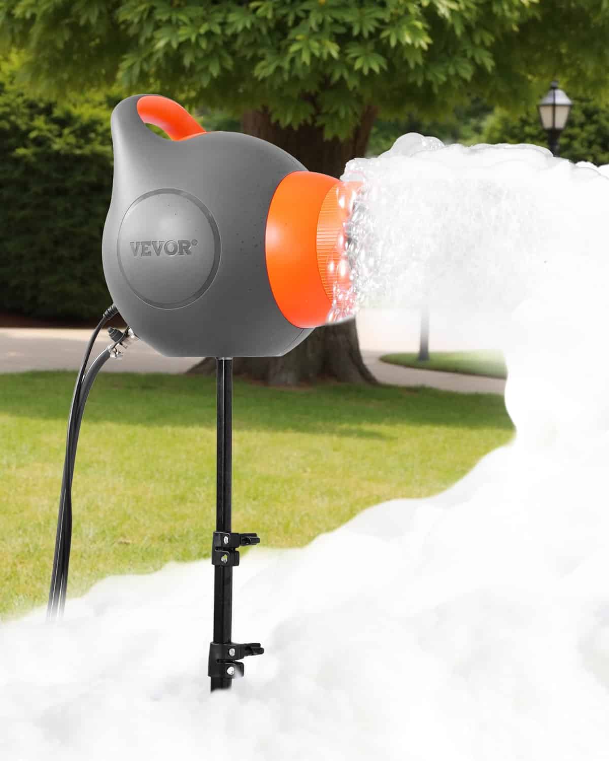 VEVOR 115W Portable Foam Machine with Tripod – High Output, Low Noise Foam Cannon for Outdoor Events, Parties & Pools, Grey/Orange