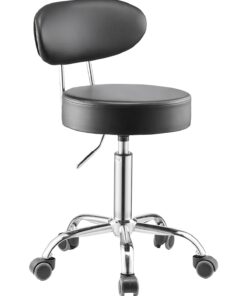 VEVOR регулируемый гаражный стул со спинкой, нагрузка 136 кг, колеса 360°, мягкое сиденье, черный стул для мастерской