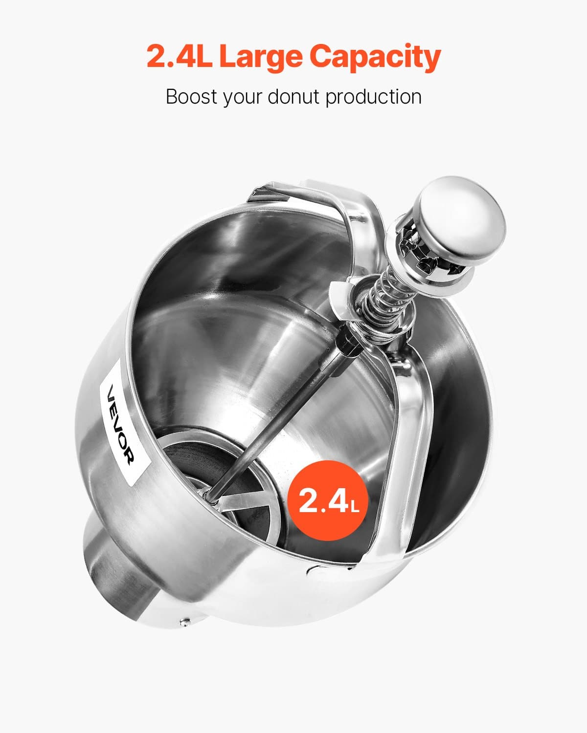 VEVOR 2.4L Manual Donut Depositor with Stand, 304 Stainless Steel, 6 Thickness Settings, for Bakery, Café, Restaurant Use — изображение 3