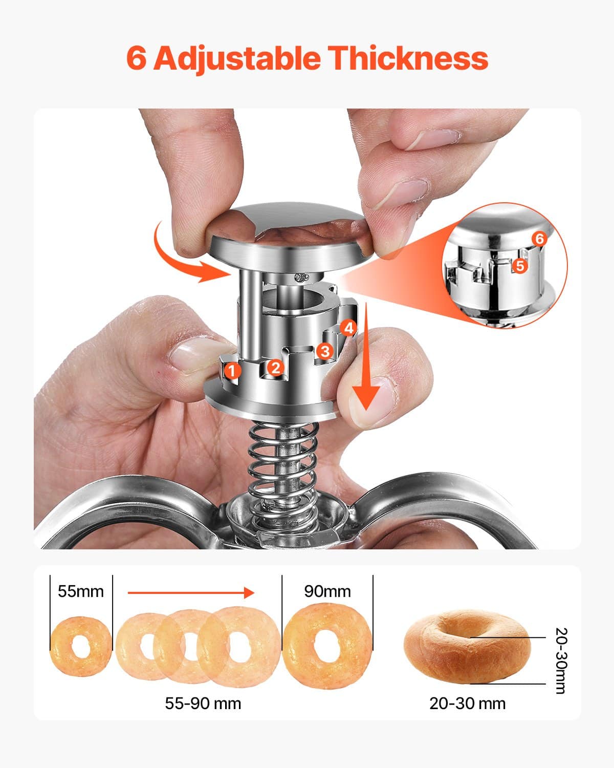 VEVOR 2.4L Manual Donut Depositor with Stand, 304 Stainless Steel, 6 Thickness Settings, for Bakery, Café, Restaurant Use — изображение 4