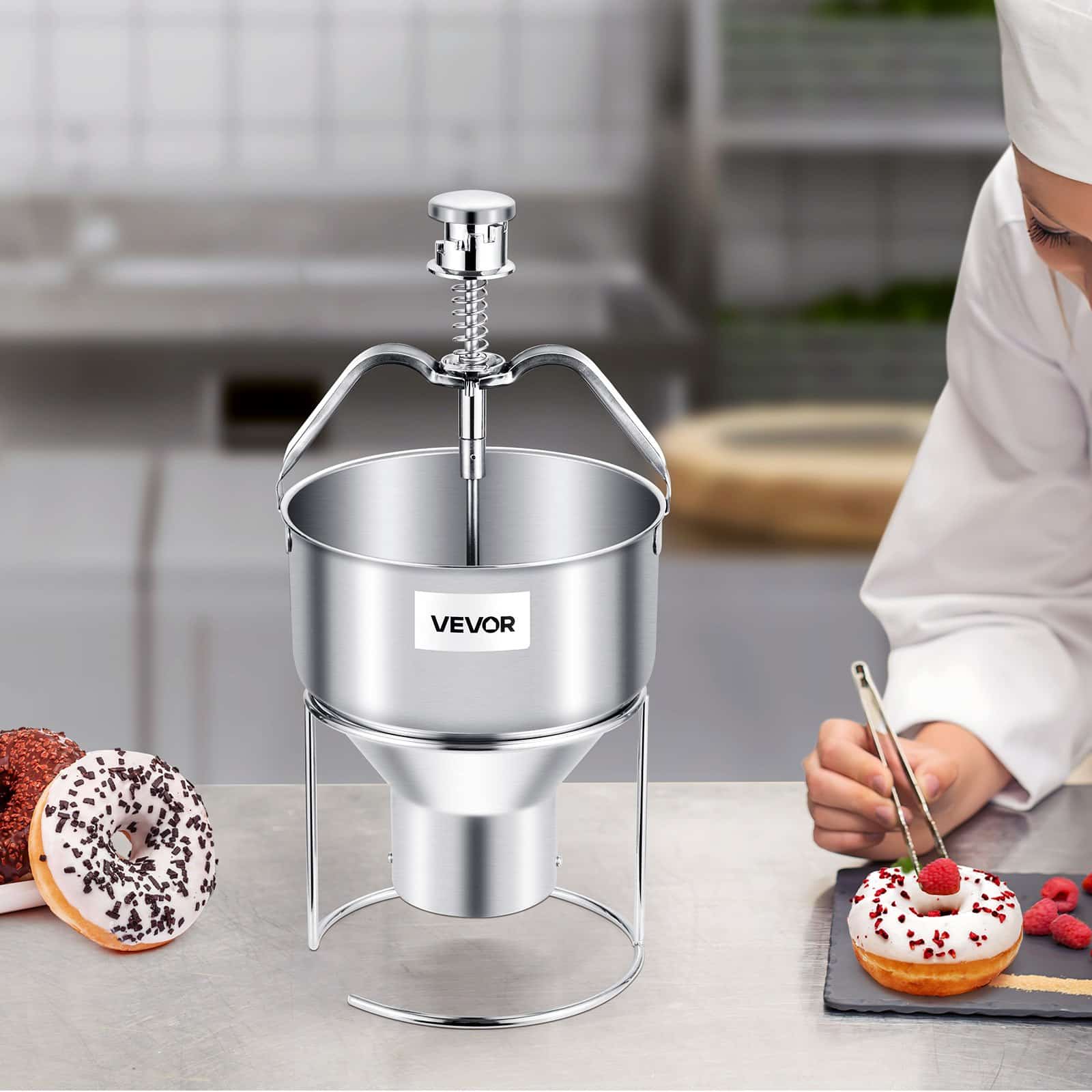 VEVOR 2.4L Manual Donut Depositor with Stand, 304 Stainless Steel, 6 Thickness Settings, for Bakery, Café, Restaurant Use — изображение 8